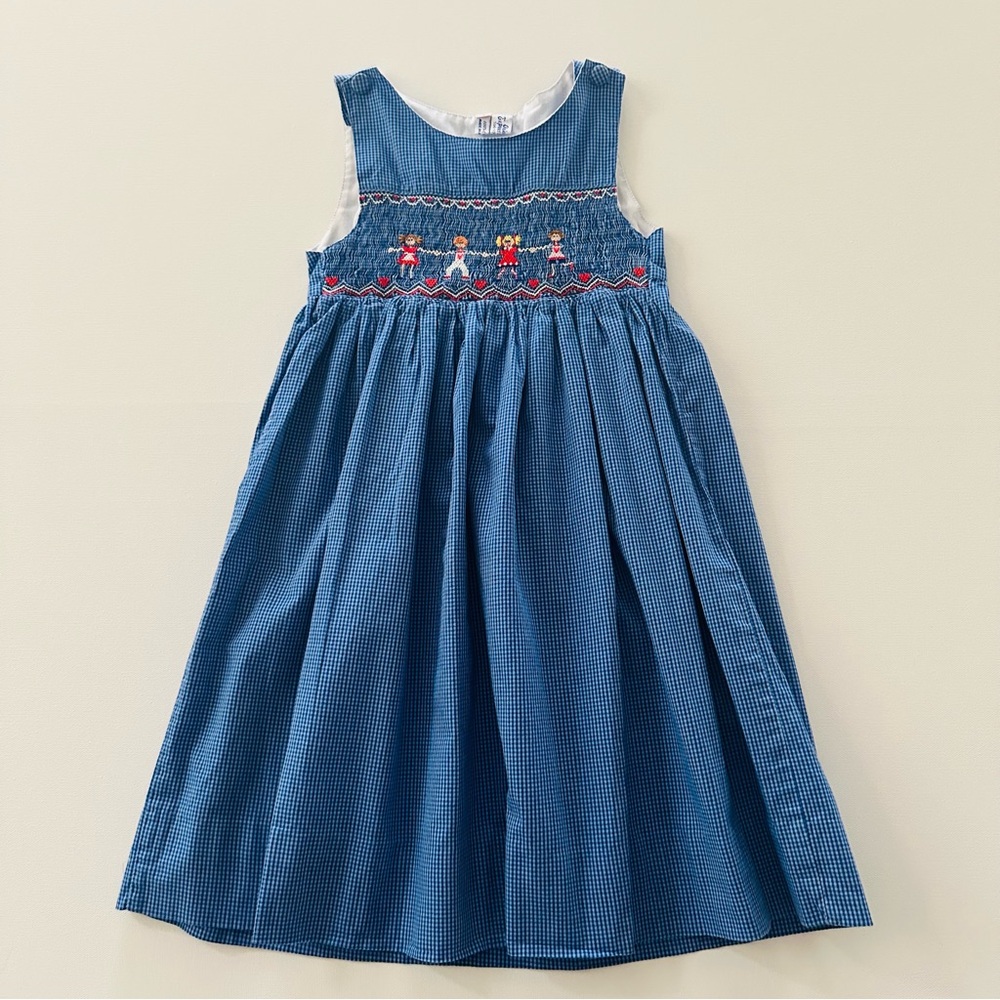 Vintage Orient Expressed Girls 4 Blue Smocked Dress